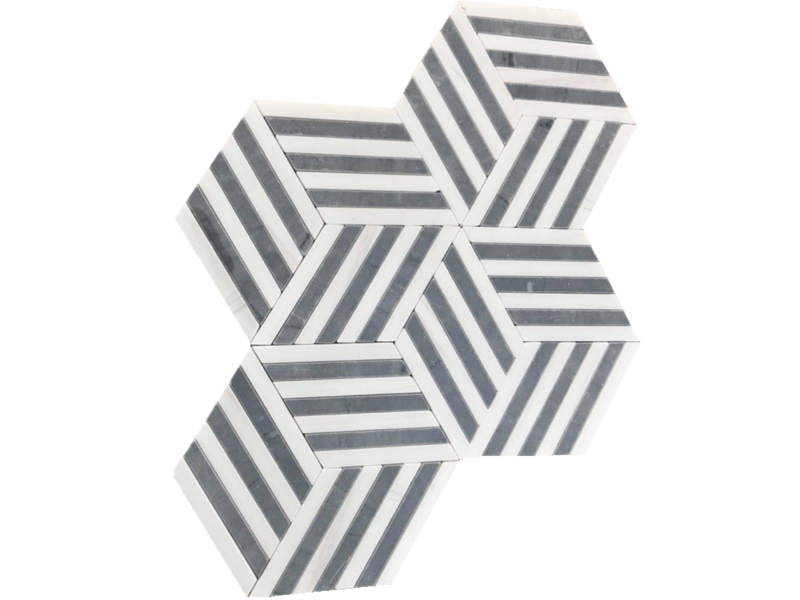 Taas-kalidad nga Striped 3d Marble Mosaics Cube Design Tiles Company