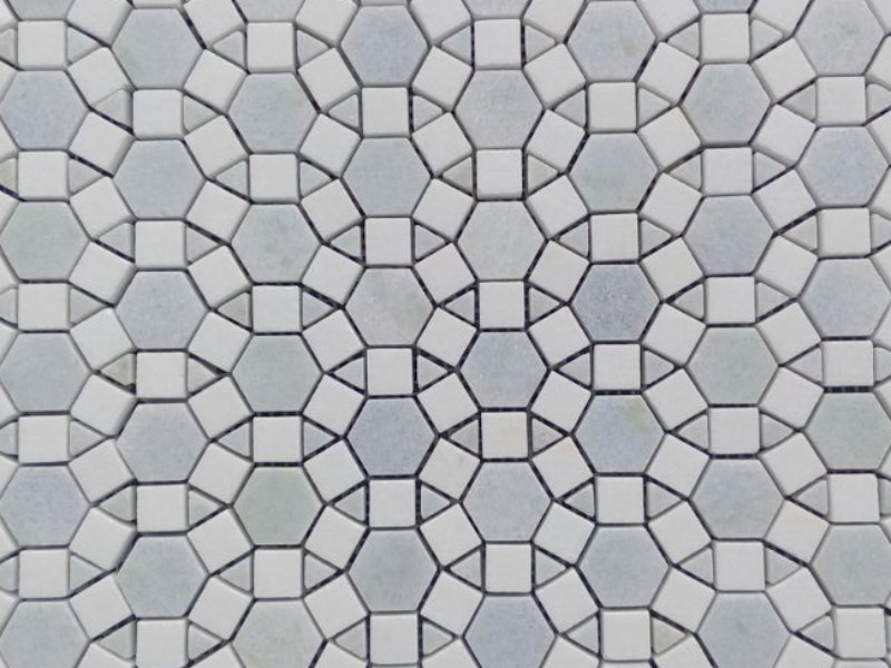 အရည်အသွေးမြင့် ရေချိုးခန်းအတွက် Pallas Waterjet စကျင်ကျောက်ပြား Mosaic ကြွေပြား (၁) လုံး၊