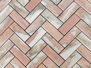 China Factory Supply Pink Marble Herringbone Chevron Tile Marble Mosaic