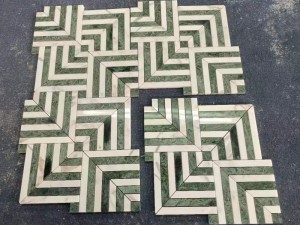 Dekorativni bijeli i zeleni romboidni mramorni mozaik za unutarnje zidove/podove WPM117