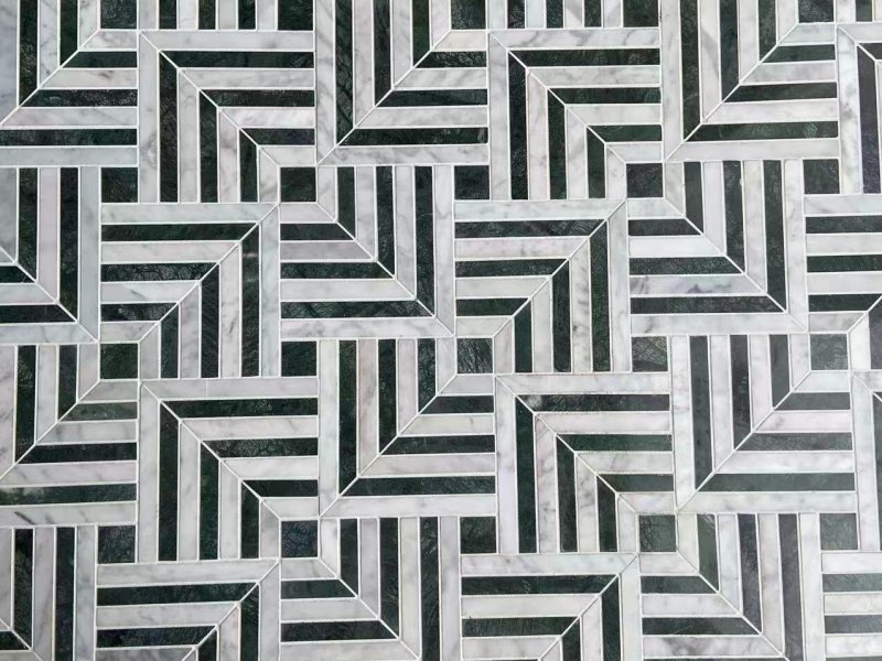 Hot Sale Green And White Diamond Marble Mosaic Design Supplier (8)