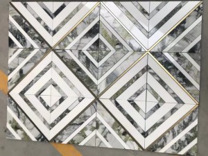 Hot Sale Metal Inlay Green Diamond Marmor Mosaic Tile Backsplash