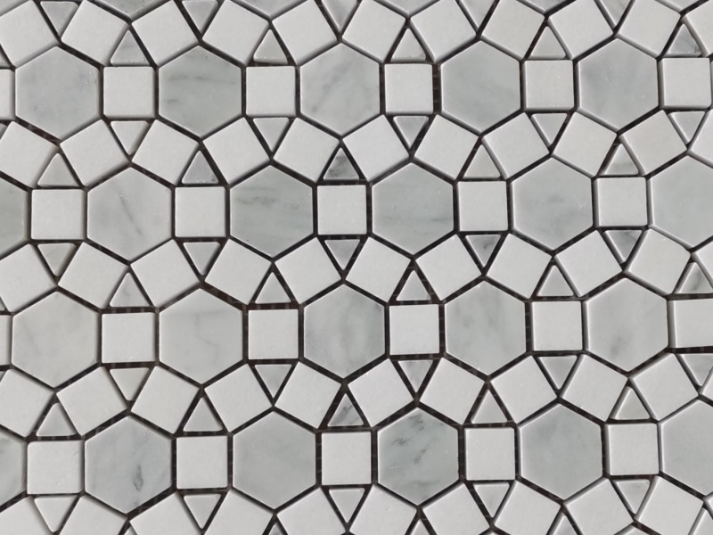 Hot Sale Pallas Waterjet Marble Mosaic Gray & White Tile Backsplash