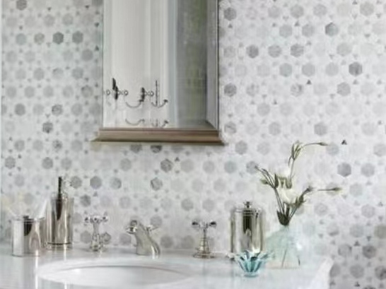 Hot Sale Pallas Waterjet Marble Mosaic Grey & White Tile Backsplash (19)
