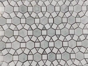 အရောင်းရဆုံး Pallas Waterjet Marble Mosaic Grey & White Tile Backsplash