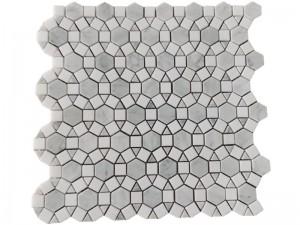 I-Hot Sale Pallas Waterjet Marble Mosaic Gray & White Backsplash Tile