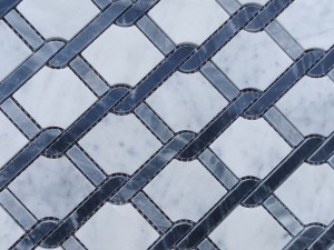 Hot-sale na Dekorasyon na Stone Knot Weave Design Gray At White Mosaic Tile