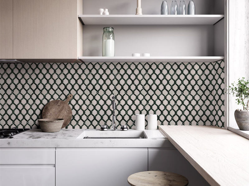 Azulexo de mosaico gris e branco de deseño de tecido de nó de pedra decorativo de gran venda (5)