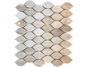 کاشی های موزاییک دیواری چوبی مرمر سفید به شکل برگ برای دکوراسیون منزل