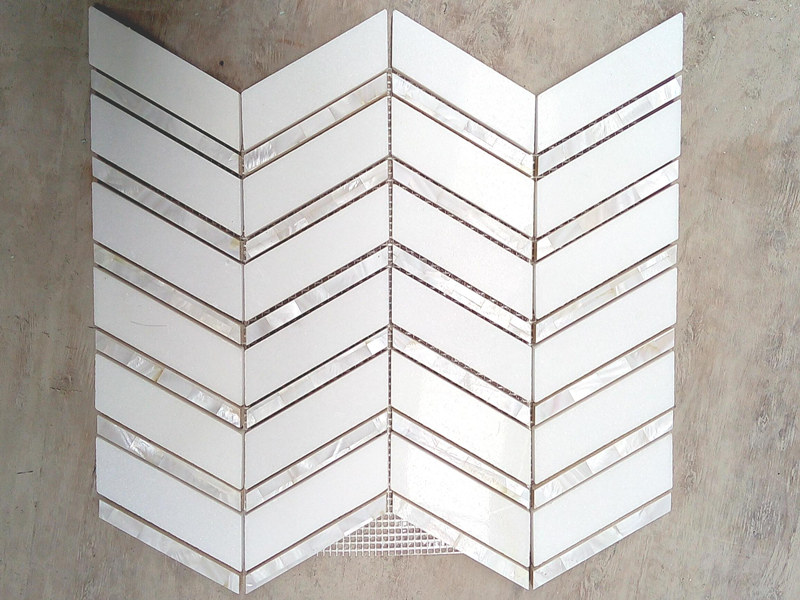 Marmor og perlemor Shell Mosaik Tile Backsplash i hvid (3)