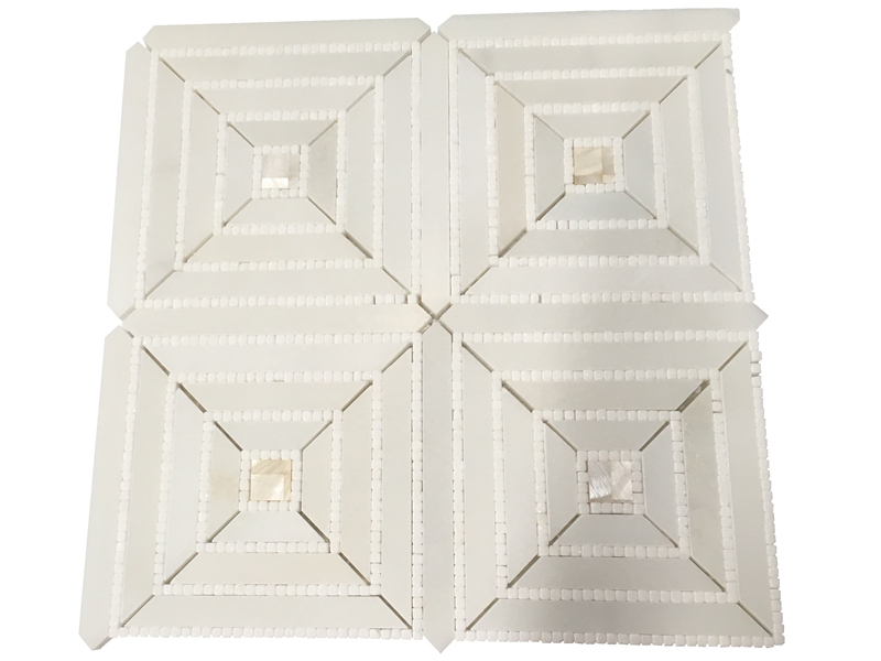 Marmor And Seashell White Diamond Mosaic Tile For Kitchen Bathroom (3)