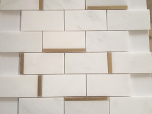 کاشی مترو موزاییک مرمر سفید شرقی برای دیوار/کف خاتم فلزی