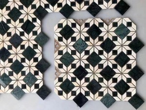 OEM pielāgota pulēšanas flīžu daudzkrāsains zaļš marmors vannas istabai un sienas grīdas mozaīkas flīzēm WPM370