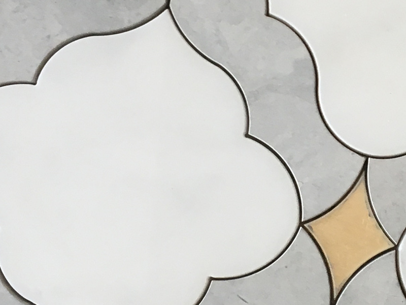 کاشی موزاییک سنگی مدرن واترجت در موزاییک های سنگ مرمر خاکستری و سفید (5)