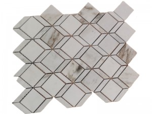 סיטונאות 3d Cube Tile Backsplash Calacatta זהב שיש אריח פסיפס
