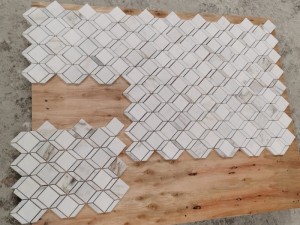 Slàn-reic 3d Cube Tile Backsplash Calacatta Gold Marble Mosaic Tile
