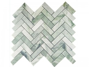 Мозаик од природен зелен шевронен мермер за ѕиден мозаик и мозаик на подот во бањата
