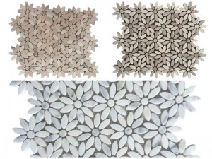 Natūralaus marmuro gėlių vandens srovės mozaika, skirta patalpų ir terasos plytelėms