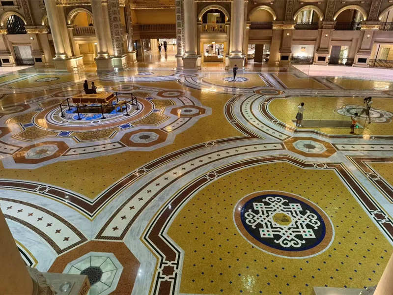 Mozaik Batu Marmer Alami untuk dekorasi lantai aula