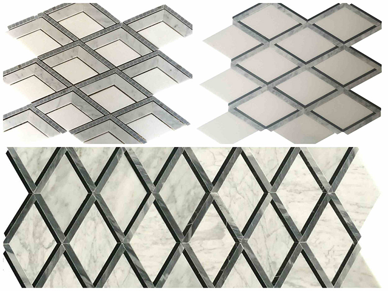 နံရံ Backsplash အတွက် တရုတ် 3d သဘာဝကျောက်ပြား Rhombus Marble