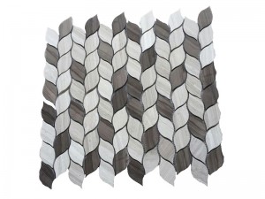 Natural Waterjet Marble Mosaic Tile Leaf Pattern Backsplash Tiles