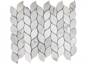 ແຜ່ນກະເບື້ອງ Waterjet Marble Mosaic ແບບທໍາມະຊາດ Leaf Pattern Backsplash