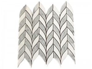 Natural Waterjet Marble Mosaic Tile Leaf Pattern Backsplash Tiles