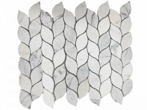 Telhas naturais do backsplash do teste padrão da folha da telha de mosaico do mármore do Waterjet