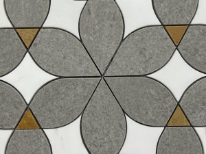 Mosaico decorativo novo do mármore da flor cinzenta e branca da telha do jato de água