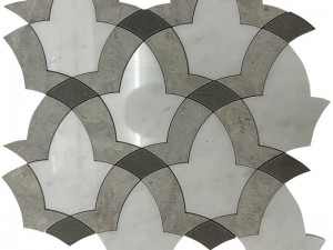 Bagong Marble Mosaic Pattern na White At Gray Mosaic Tile Backsplash