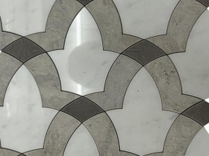 Pola Mozaik Marmer Anyar Backsplash Mozaik Putih lan Abu-abu