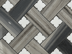 کاشی موزاییکی سبد بافته طبیعی خاکستری مرمر برای حمام/آشپزخانه