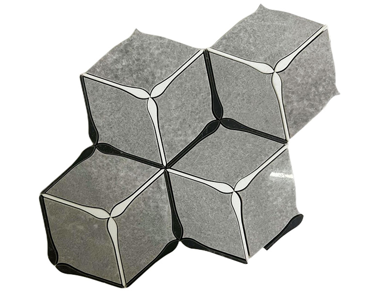 Uus toode China Cube Backsplash Tile Waterjet 3D marmormosaiigid