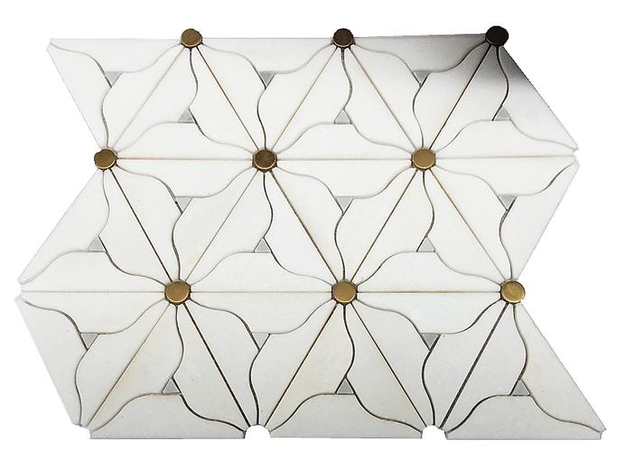 Bag-ong Produkto nga Waterjet Marble Ug Brass Mosaics Para sa Backsplash Tile (1)