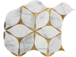 Nouveau fournisseur de carreaux de dosseret de mosaïque à jet d'eau en laiton et marbre blanc