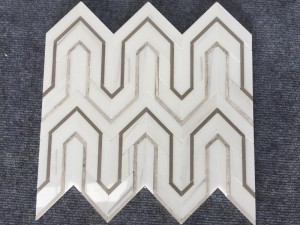 Ny hvid picket mosaik poleret Berlinetta geometrisk marmorflise