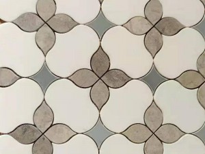 Polished Marble Mosaic Tile Artistic Waterjet Iris Pattern Wall Tegels