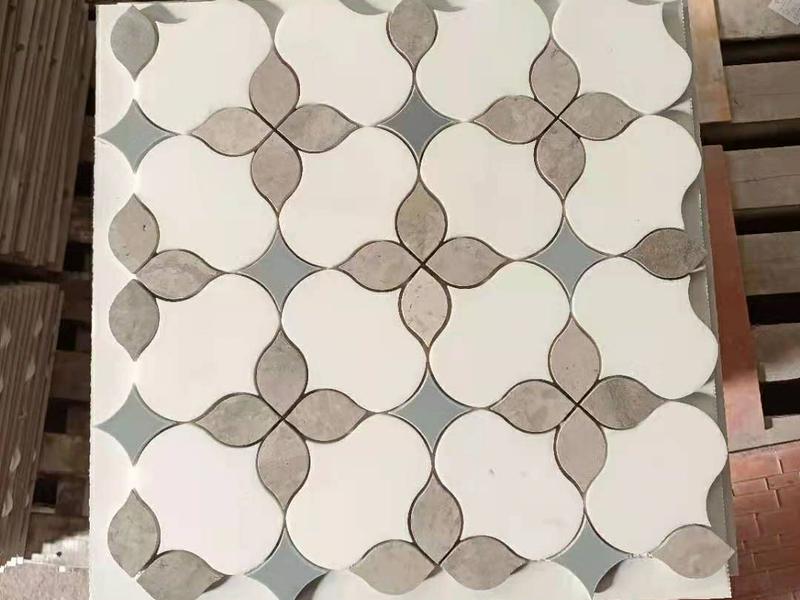 Gogan Marble Mosaic Tile Artistic Waterjet Iris Pattern Tiles bango
