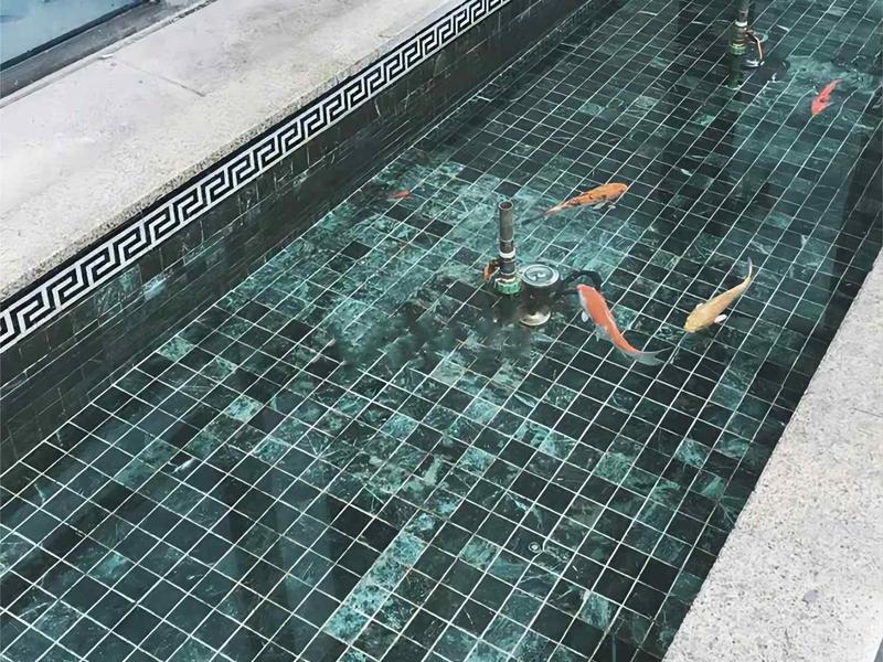 中国プロジェクト-緑の花-大理石モザイク-魚池用(1)