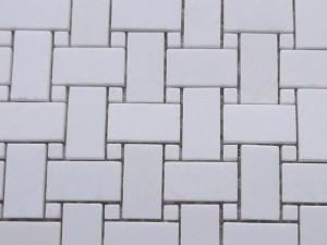 Pure White Basketweave flísar Thassos Marble Mosaic Backsplash Factory