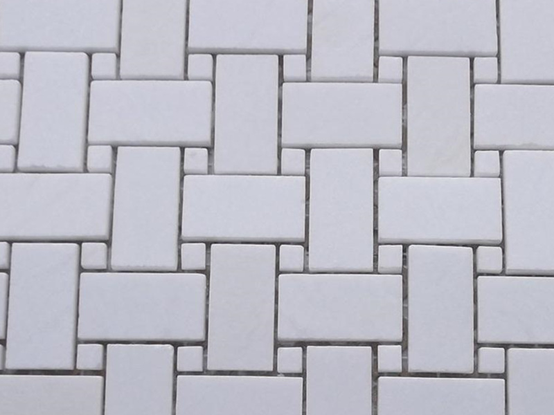 Pure White Basketweave Tile Thassos Мраморна мозайка Backsplash Factory (4)