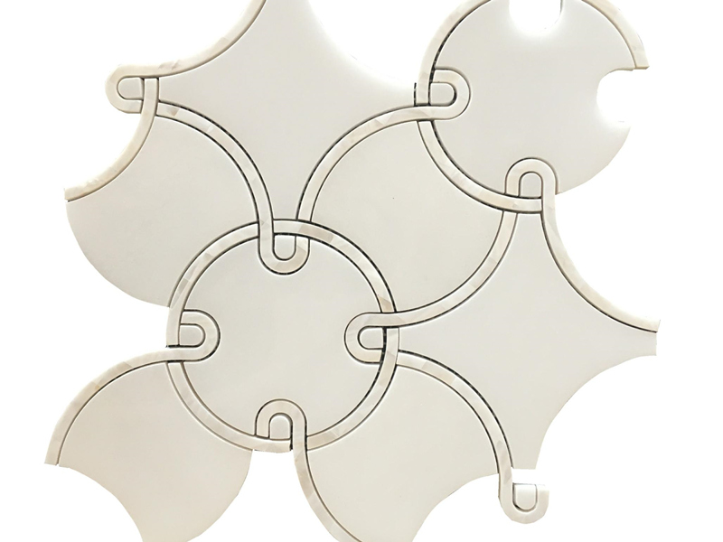Pllakë mozaiku me mermer të bardhë të pastër dhe mozaik nënë perla për mur (2)