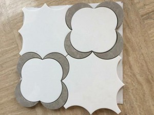 Dizajni i thjeshtë Waterjet Flower Marble Backsplash për Kuzhinë/Banjo
