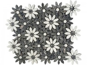 Kiviseinä- ja lattialaatat Waterjet Sunflower Mosaic -laattakuvio