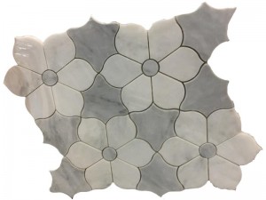 Thassos White iyo Bardiglio Carrara Waterjet Marble Mosaic Tile (5)