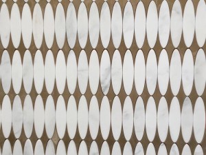 Дубал үчүн уникалдуу Дизайн Алмаз Металл Inlay Oval мрамор мозаика плиткасы
