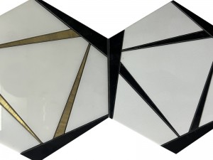 Incrustação de latão de alta qualidade com design exclusivo em fornecedor de ladrilhos de mosaico de mármore