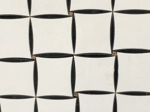Waterjet Thassos Marble & Black Stone Basket Weave Mosaic Tile