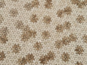 Waterjet Crema Marfil in Light Emperador Marmor Flower Mosaic Tile (2)