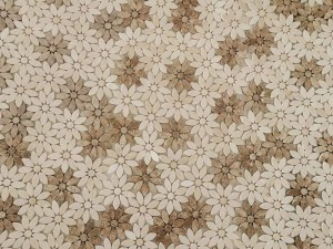Waterjet Crema Marfil និង Light Emperador Marble Flower Mosaic Tile (2)
